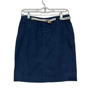 Anthropologie Navy Blue Straight Academia Mini Skirt with Pockets